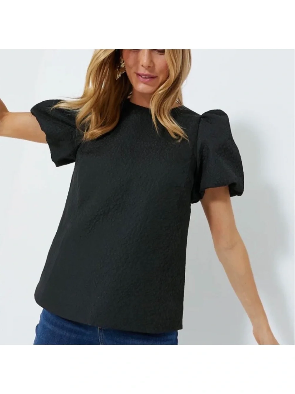 POMANDER PLACE Black Jacquard Lyla Blouse